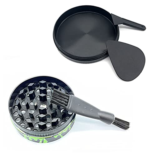 Herb Grinder with Catcher 4 Piece 2-Inch Spice Grinder with Cleaning Brush and Pollen Scraper (Green)