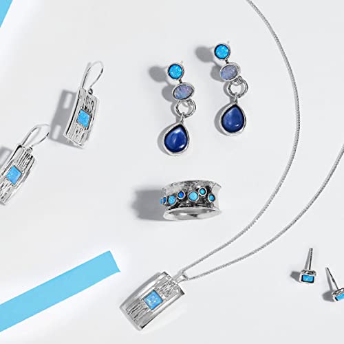 Silpada 'Cordelia' Lab-Created Blue Opal Hammered Ring In Sterling Silver, Size 9, Size 9 #TOP4