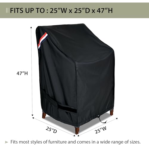 KylinLucky Stackable Patio Chairs Covers Waterproof 25W x 25D x 47H inches 1pack, Outdoor Furniture Cover Heavy Duty for 4-6 Dining Chair