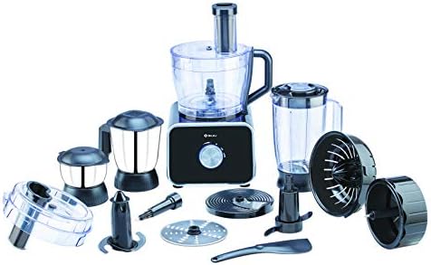 Bajaj FX-1000 DLX 1000W Food Processor and Mixer Grinder with 9 attachments, Black