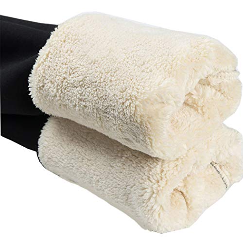 Hixiaohe Casual Sherpa Fleece Lined Leggings Women Winter Warm Pants High Waisted Stretchy Thick Thermal Tights Cold Weather Carbon Black