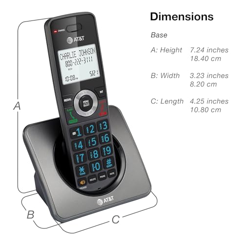 Image of AT&T GL2101-3 DECT 6.0 3-Handset Cordless Phone, Graphite & Black | Call Block, Caller ID, Full-Duplex Handset Speakerphone, 2 inch White Backlit Display, Lighted Keypad