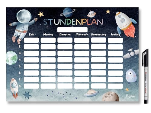 Weltraum Stundenplan magnetisch abwischbar (Magnetischer Stundenplan inkl. Stift)