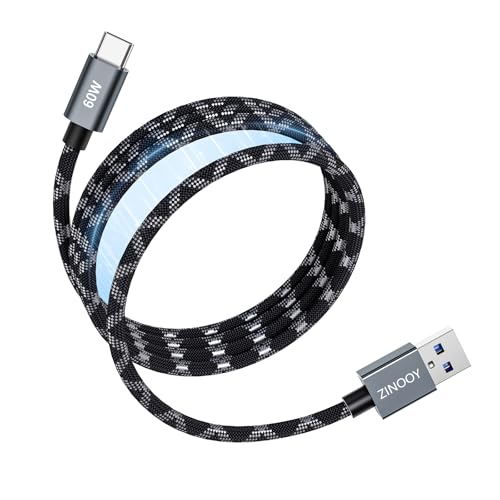 Zinooy Cavo Magnetico USB C, Ricarica Rapida da USB-A a C da 60W, Tessuto di Nylon Robusto a Spirale da 1 Metro, Compatibile con iPhone 16/15, Samsung Galaxy S24/S23, Huawei