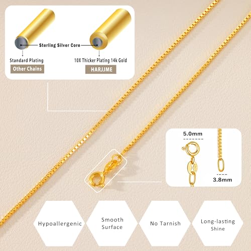 HARJJME S925 Sterling Silver Chain Necklaces for Women 1.0mm Box Chain Thin & Sturdy Gold Necklace Chain for Women Simple Minimalist Jewellery Gifts - Image 4