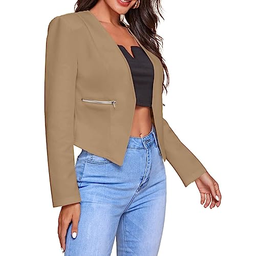 Blazers for Women Bussiness Casual Cropped Open Front Blazer Jacket Long Sleeves Dressy Work Suite Jackets with Pockets4