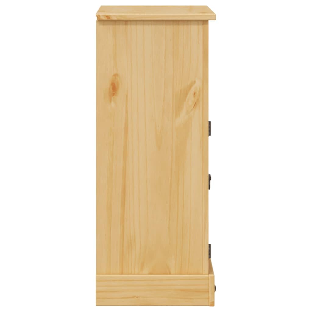 Szafka łazienkowa Corona z litego drewna sosnowego z wykończeniem woskiem miodowym, 70 x 33 x 80 cm, 1 otwarta półka, 2 drzwi, metalowe uchwyty, miejsce do przechowywania do łazienki, montaż