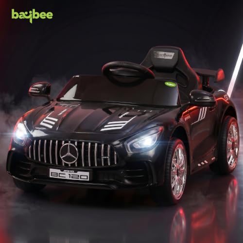 Image of Baybee Spyder Battery Operated Car for Kids | Electric Ride On with Parental Control, LED Lights & Music | Rechargeable Kids Car with Bluetooth & USB | RideOn for Kid 1-5 Years (Black)
