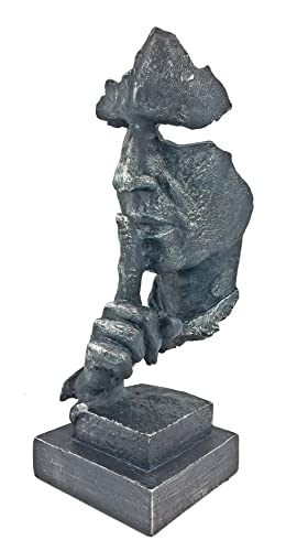 Bellaa Hand Statue Silence Modern Abstract Minimalist Thinker Sculpture Quiet Please Shh Creative Figurine Farmhouse Boho Home Decor Accents Retro Black Rustic Booksends Office Library Book Shelves - Thumbnail 4