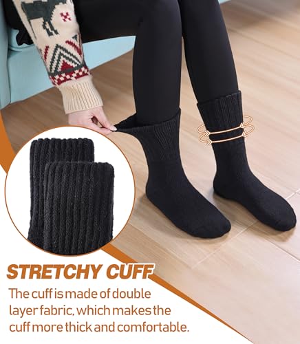 Image of DYW Womens Merino Wool Boot Socks Thermal Thick Winter Warm Cozy Hiking Work Boot Socks Christmas Gift