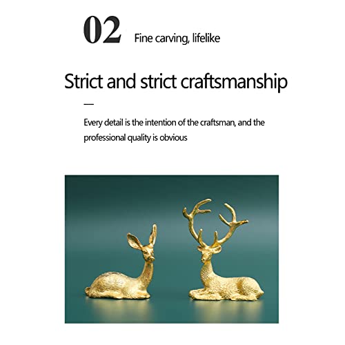 2Pcs Mini Elk Metal High Texture Statue Fashion Classic Gold Good Luck Fortune Ornament For Car, Office Desktop, Bedroom, Wine Cabinet, Display Stand, Christmas Deer (2Pcs Mini Elk) #TOP7