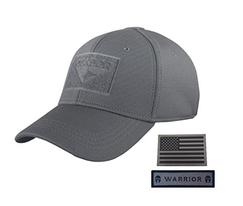 Condor Flex Tactical Cap (Large XLarge) Bundled with (2) Armorbilt Patches - Warrior & Rubber Flag Graphite