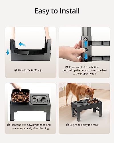 Petace Elevated Slow Feeder Dog Bowls For Large Dogs, Raised Dog Bowl Stand With No Spill Dog Water Bowl & Non-Slip Dog Food Bowl, 4 Heights Adjustable For Medium Large Dogs And Pets #TOP7