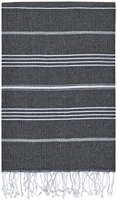 Turkish Beach Towel - Turkish Bath Towels - Beach Blanket, Quick and Easy Dry, Soft -Turkish Towels for Bathroom, Shower, Hammam, Spa, Pool, Gym and Yoga 100% Cotton 37" x 70" XL(Black)