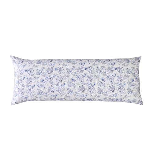 Elegant Comfort Ultra Soft 1-Piece Set Floral Print Pillowcases - 1500 Premium Hotel Quality Microfiber, Soft and Smooth Hidden Zipper Closure 1-Piece Pillow Covers - Body Pillowcase, Paisley Indigo