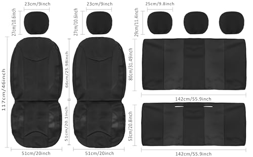 CAROMOP Waterproof Car Seat Cover Full Seats, Neoprene Seat Covers for Cars,Split Bench Compatible Car Interior Covers, Universal Fit Most Car Sedan Truck SUV(Black) by CAROMOP - Used condition - Image 9