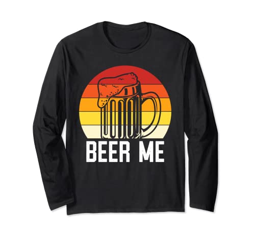 Beer Me Shirt, mulheres Funny Beer Me Retro Beer Me Top, Beer Manga comprida, Preto, S