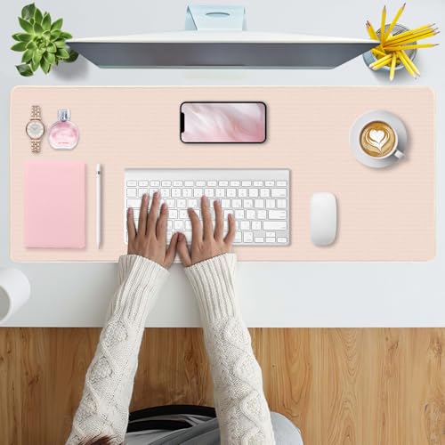 Bloss Non-Slip Large Desk Mat for Keyboard and Mouse, Beige #TOP13