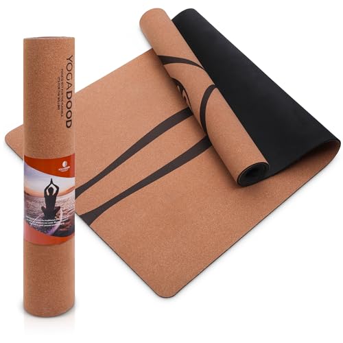 YOGA DOOD Cork Yoga Mat Thick 4mm - Natural Yoga Mat Non Toxic (72