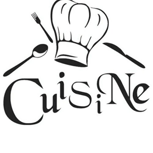 Luckiests Cuisine Décoration Stickers muraux Stickers Cuisine du Chef français de Mur de Vinyle Autocollants Papier Peint Sticker Mural Autocollant Mural