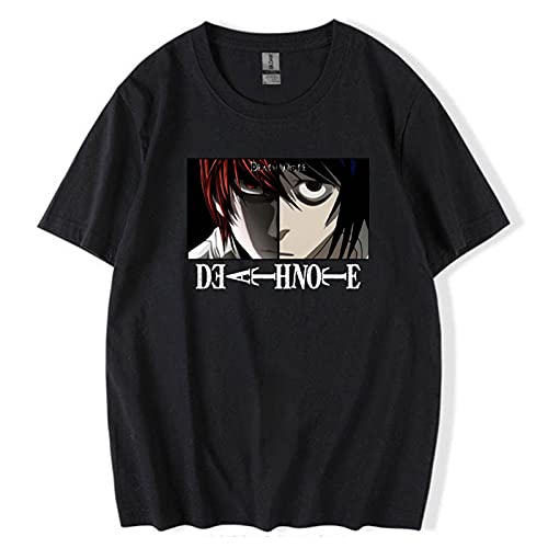 Momobuyi Anime Death Note T-Shirt Graphique imprimé Yagami léger T-Shirts en Coton à Manches Courtes pour Hommes Femmes Adolescents Cover