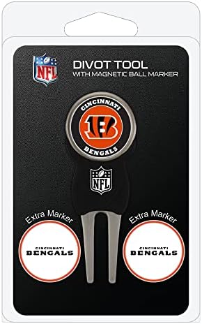 Team Golf NFL Cincinnati Bengals Divot Tool with 3 Golf Ball Markers Pack, Markers are Removable Magnetic Double-Sided Enamel