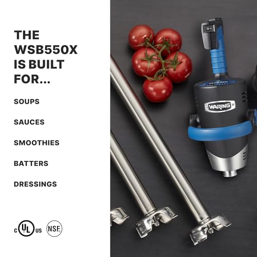 Image of Waring Commercial EvolutionX Immersion Blender, 1.5 Horsepower Motor, 14 inch Stainless Steel Shaft, Variable Speed, 15-Gallon Capacity, for Professional Hand Blender for Kitchens & Catering, WSB550X