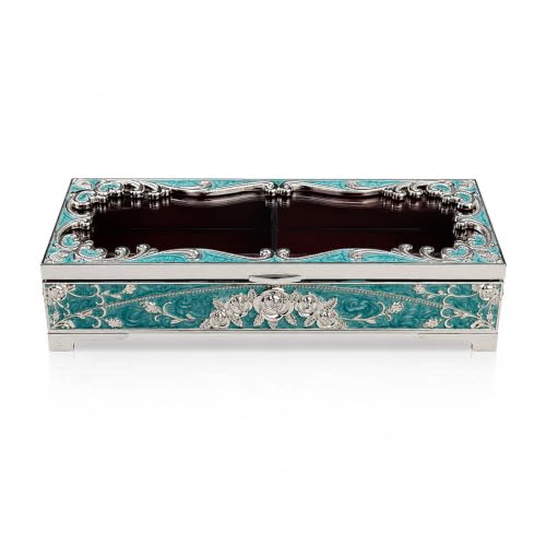 Image of Diviniti Premium Handcrafted Wedding Design 2-in-1 Decorative Storage Box with Lid, Blue | Multipurpose Home Decor Organizer for Jewelry, Keys, Chocolates, Keepsakes & Gift Decoration