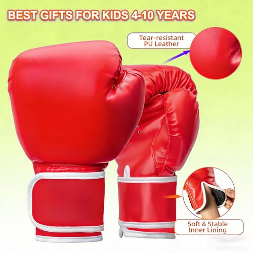 Guantes de boxeo para jóvenes de 4 a 10 años aptos para muay thai y saco 4