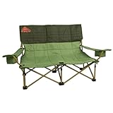 Kelty Low Loveseat Oversized 2-Person Heavy Duty Folding Camp Chair, Double Seat for Soccer Games, Tailgating, Beach Days (Low Height/Dill)