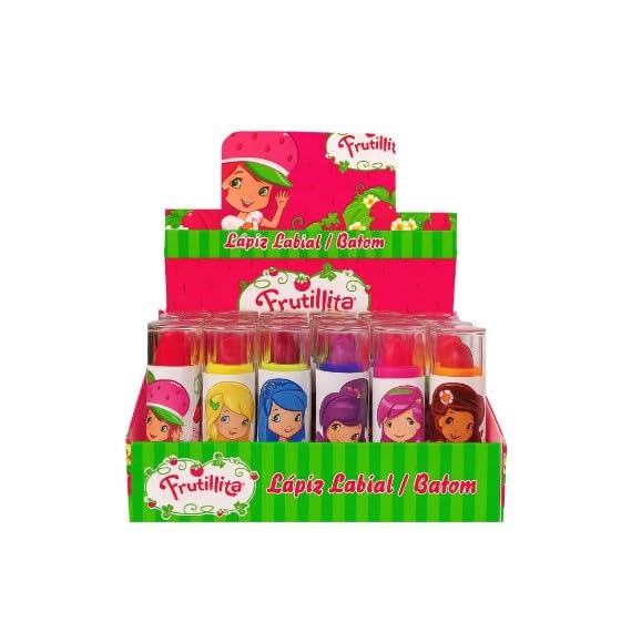 Kit de Batons Infantil Moranguinho, 6 Cores Sortidas com Sabor de Frutas