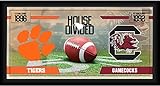 Clemson Tigers vs. South Carolina Gamecocks Framed 10" x 20" House Divided Football Collage - College Team Plaques and Collages