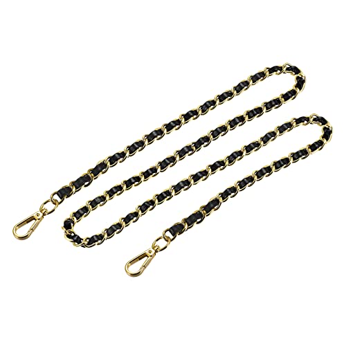 uxcell Purse Chain Strap, 47" Leather Iron Flat Chain Strap Handbag Chains, Purse Straps, Shoulder Bags, Replacement Strap(Black + Yellow Gold) by uxcell - Used condition - CA$13.55