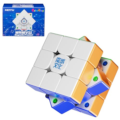 Cubershop Moyu WeiLong WRM V11 Magnetic Frosted Stickerless 3x3 Speed Cube, Latest Moyu WeiLong Luxury Adjustable Tension, 48 Magnets, 3 by 3 WRM Smooth Kids Friendly Magic Cloth Cube (Matte Version)