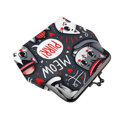 Pu Leather Buckle Coin Purse Kawaii-Kittens-Cats Girls Kiss-Lock Change Purse Wallets3