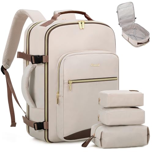 LOVEVOOK 40L Travel Backpack Flight Approved Carry on Backpack,3 Packing Cubes,Waterproof Personal Item Travel Bag,TSA Carry on Luggage Suitcase Travel Essentials,Gifts for Women & Men,fits 17" Laptop