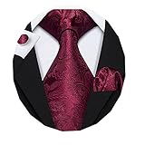 Tamaño de la corbata de seda para hombre: longitud 59 pulgadas/150 cm; ancho 3.35 pulgadas/8.5 cm; pañuelo: 9 pulgadas x 9 pulgadas (23 cm x 23 cm); diámetro del gemelo: 0.55 pulgadas (1.4 cm)