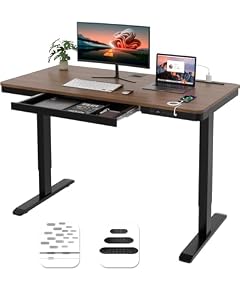 HOMAYA 昇降デスク 電動 コンセント/USB-A/Type-C/引出し付き 幅120cm 奥行60cm 高さ調節 73-118CM パソコンデスク 2つモーター 耐荷重100㎏ 上下昇降 スタンディングデスク 異物検知 在宅ワー...