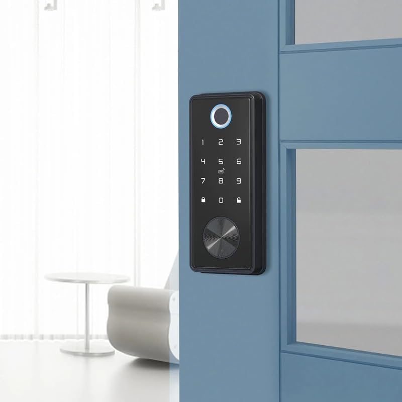 キンヒザ フロントドア用スマートデッドボルトロック生体認証指紋キーレスエントリーキーパッドドアロック(A)