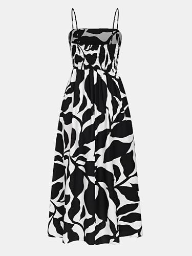 Robe d'été avec bretelles spaghetti froncées et coupe fluide
