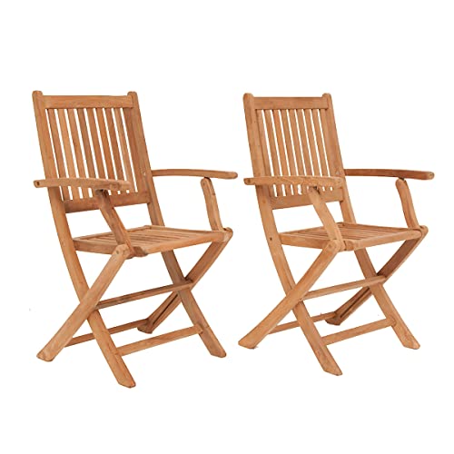 Amazonia London 2-Piece Teak Patio Folding Armchair #TOP15