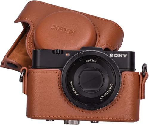 XEVN for Sony rx100 case,for Sony rx100 vi case,dsc-rx100 Mark ii,dsc-rx100 iii.dsc-rx100 iv,dsc-rx100 v RX100 m6 5a m3 Protective Leather Camera Case Bag with Camera Shoulder Strap