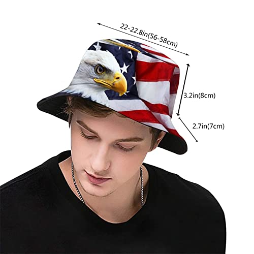 Kiuloam American Flag Eagle Unisex Bucket Hats,Packable Fisherman Hats Outdoor Summer Travel Hiking Beach Caps For Men Women #TOP3