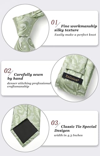 Image of Enlision Mens Ties Solid Color Satin Necktie Ties for men Handkerchief Cufflinks Pocket Squares for Wedding