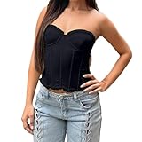 bustier femme noir Diseño de versión perfecto: nuestra parte superior de corsé forma con 12 peces de plástico la figura perfecta de reloj de arena. Sube el pecho y adelgaza la cintura para un efecto sensual de control del abdomen. Ideal como sujetador debajo de vestidos o como corsé atractivo.