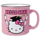 Silver Buffalo Sanrio Hello Kitty Hello Grad Graduation Glitter Ceramic Camper Mug, 20 Ounces