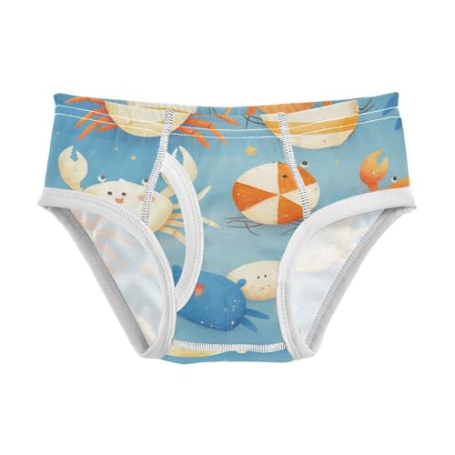 KLL Striped Pattern Cute Watercolor Crabs Toddler Boys Pure Cotton Briefs Underwear Cute Children Undies