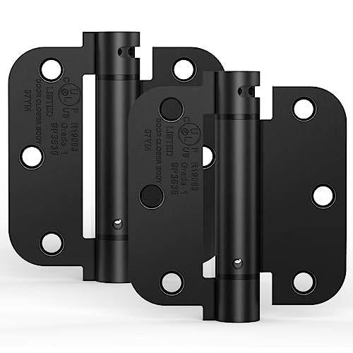 Treasem 2 Pack 3.5 Inch Self Closing Door Hinges, Gloss Black