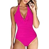 RXRXCOCO Women V Neck One Piece Swimsuits Tummy Control...