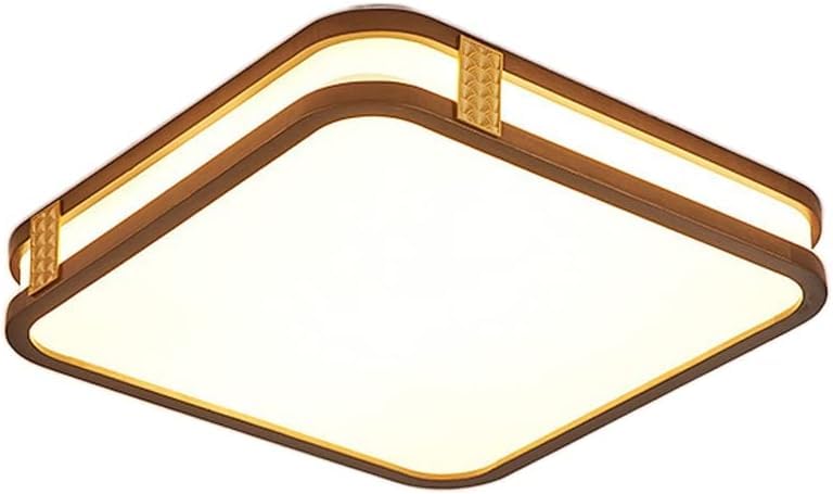 Plafonnier LED encastrable bois de noyer massif pour salle à manger carrée
